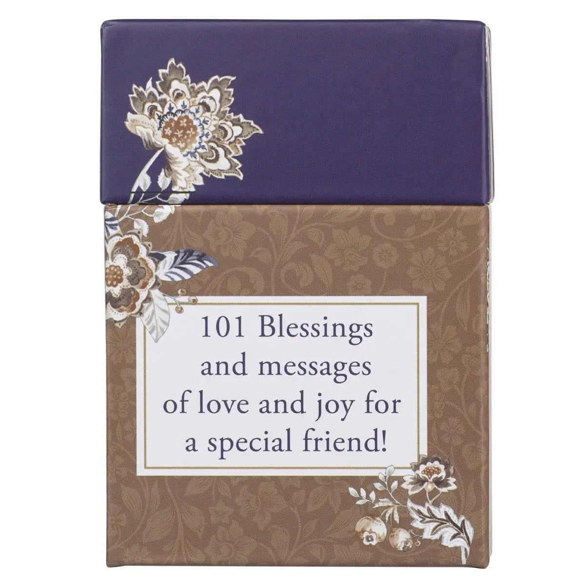 Honey-brown and navy floral design, Honey-brown lettering, Trust Honey-brown and Navy Floral Collection, Artwork by Stephanie Ryan, 51 double-sided cards, Full-color cards, Each box shrink-wrapped,