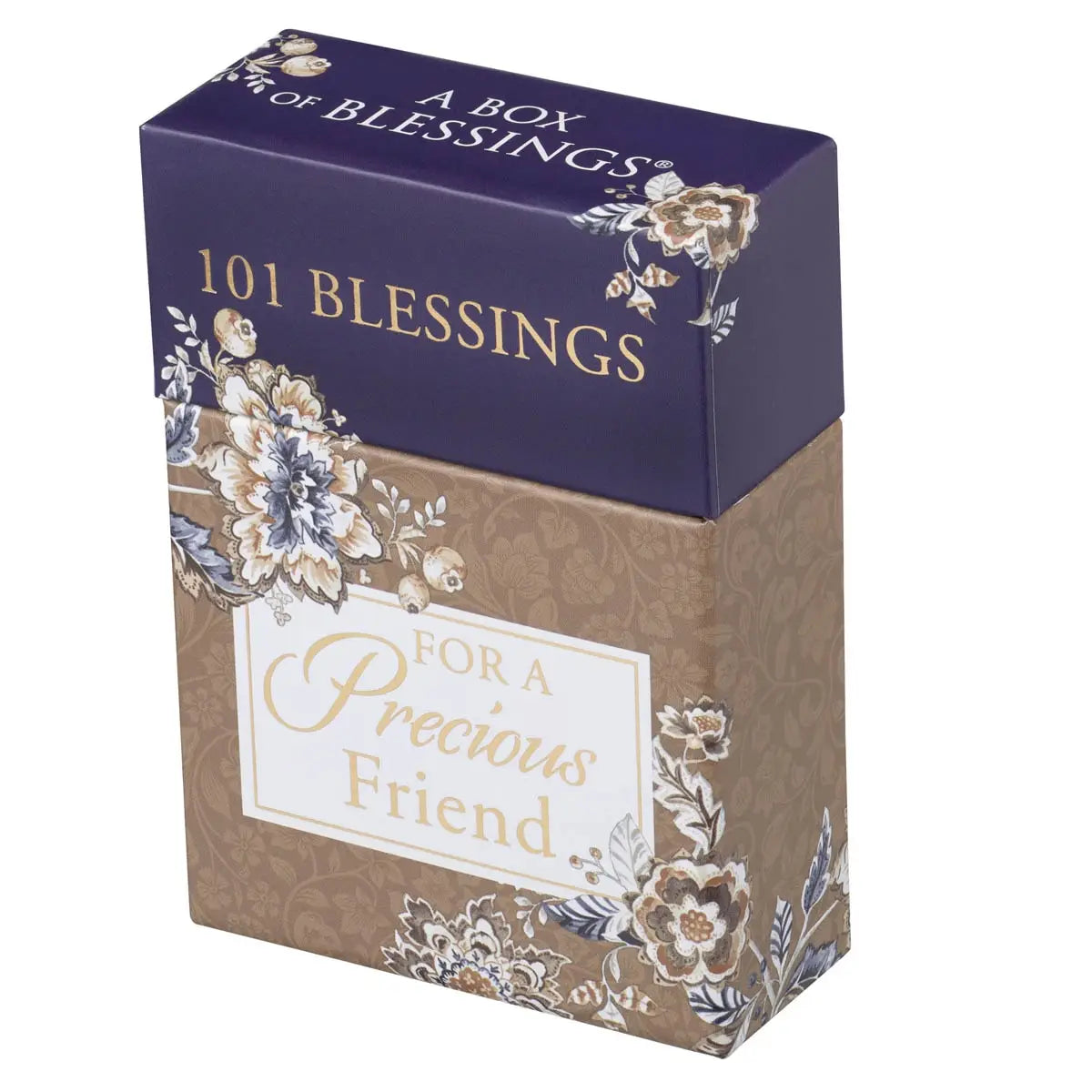 Honey-brown and navy floral design, Honey-brown lettering, Trust Honey-brown and Navy Floral Collection, Artwork by Stephanie Ryan, 51 double-sided cards, Full-color cards, Each box shrink-wrapped,