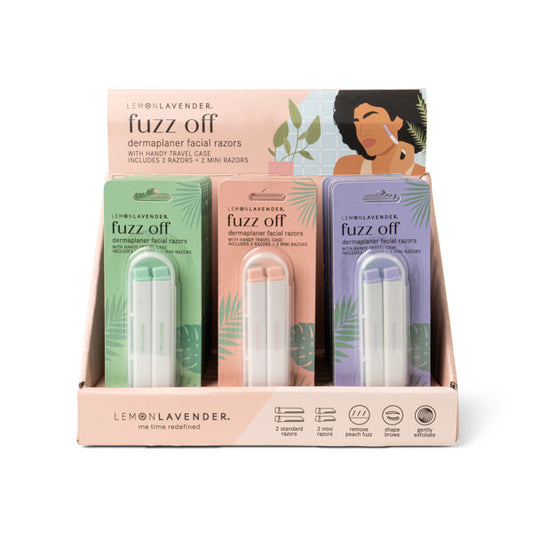 Easy-to-use facial razors for removing peach fuzz, shaping eyebrows  gentle exfoliation
Each wand (2 per pack) holds 1 large razor 1 small razor
Handy travel case included