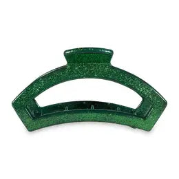 large open claw clip in green glitter 