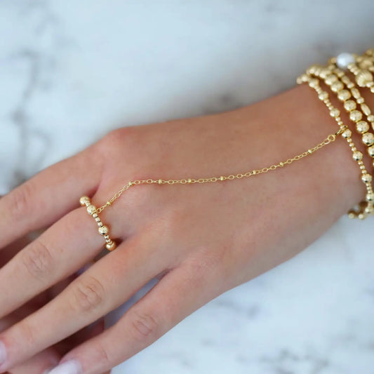 Gold Beaded Hand-RIng Chain