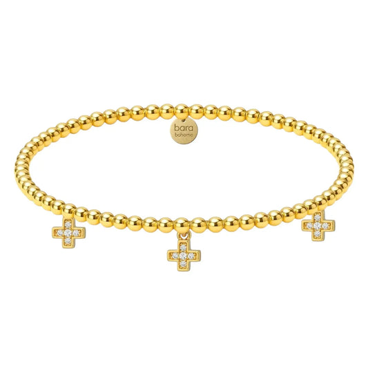 Triple Hannah Charm Gold Filled Beaded Bracelet