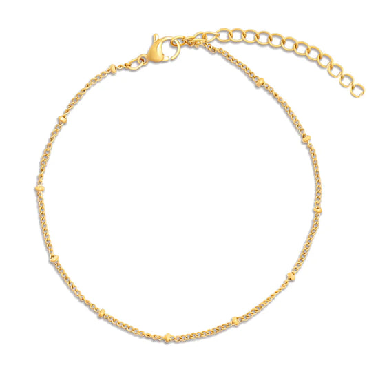 gold beaded chain dainty anklet