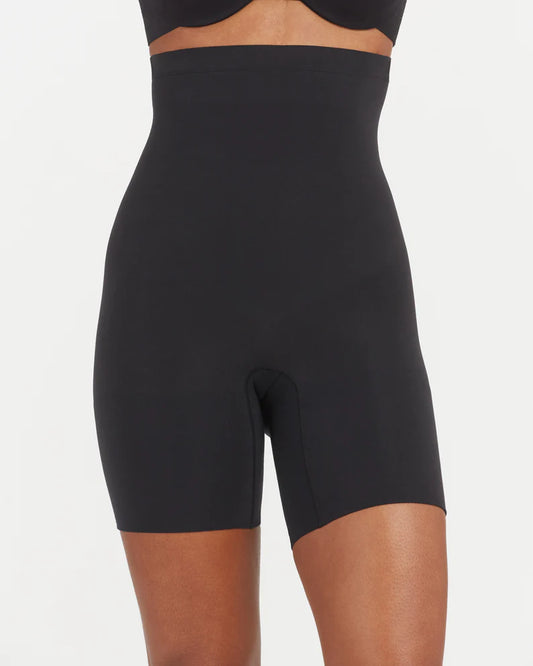 Spanx Higher Power Short  Black Shaping zones target the stomach and provide all-over support with gradual release for comfort and movement Stay-put waistband with no-slip strip Double-gusset for ease 55% Nylon, 45% Elastane. Care:Machine Wash Cold, Gentle Cycle. Only Non-Chlorine Bleach When Needed. Lay Flat To Dry. Do Not Iron