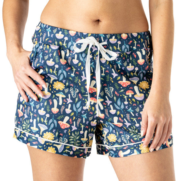 Hello Mello Stargazer Shorts, Side Pockets, Soft Drawstring Tie, Relaxed Fit, Subtle Piping Detail, Inseam: 3.75", Down To Earth Design