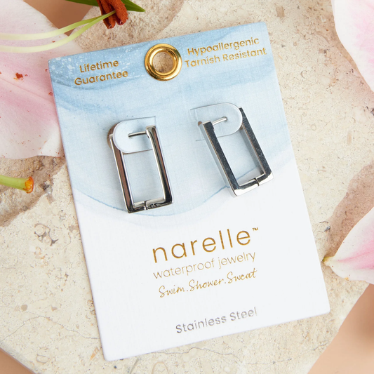 Rectangle Sliver Hoop Earrings 
