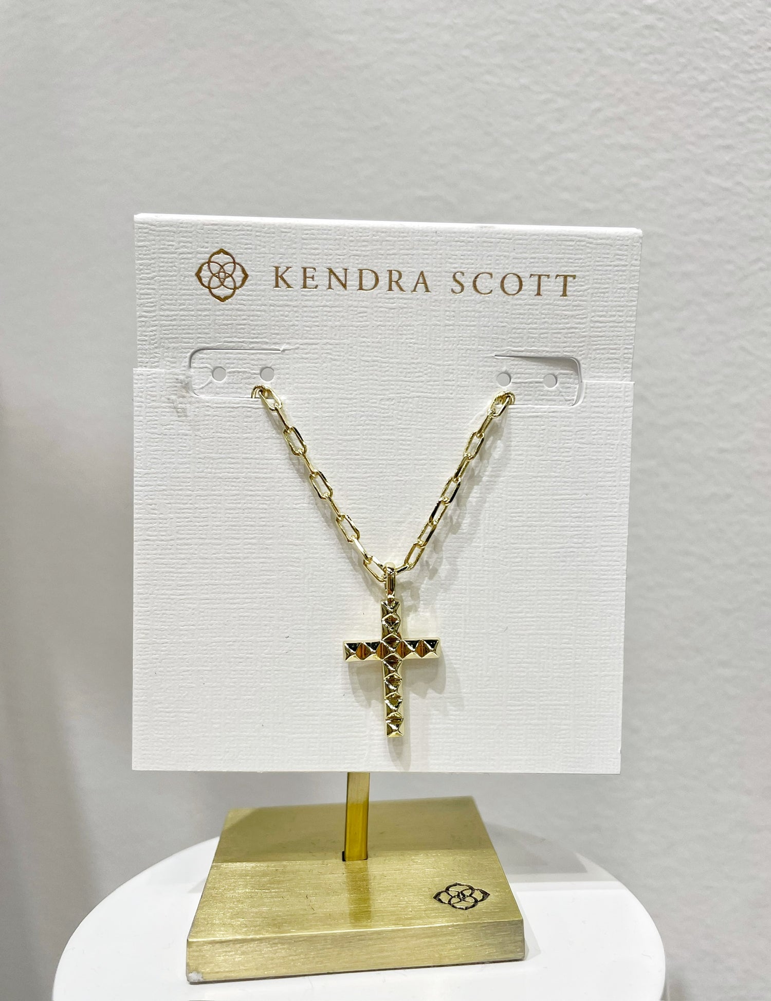 Cross 14K Rose Gold Pendant Necklace in White Diamond | Kendra Scott