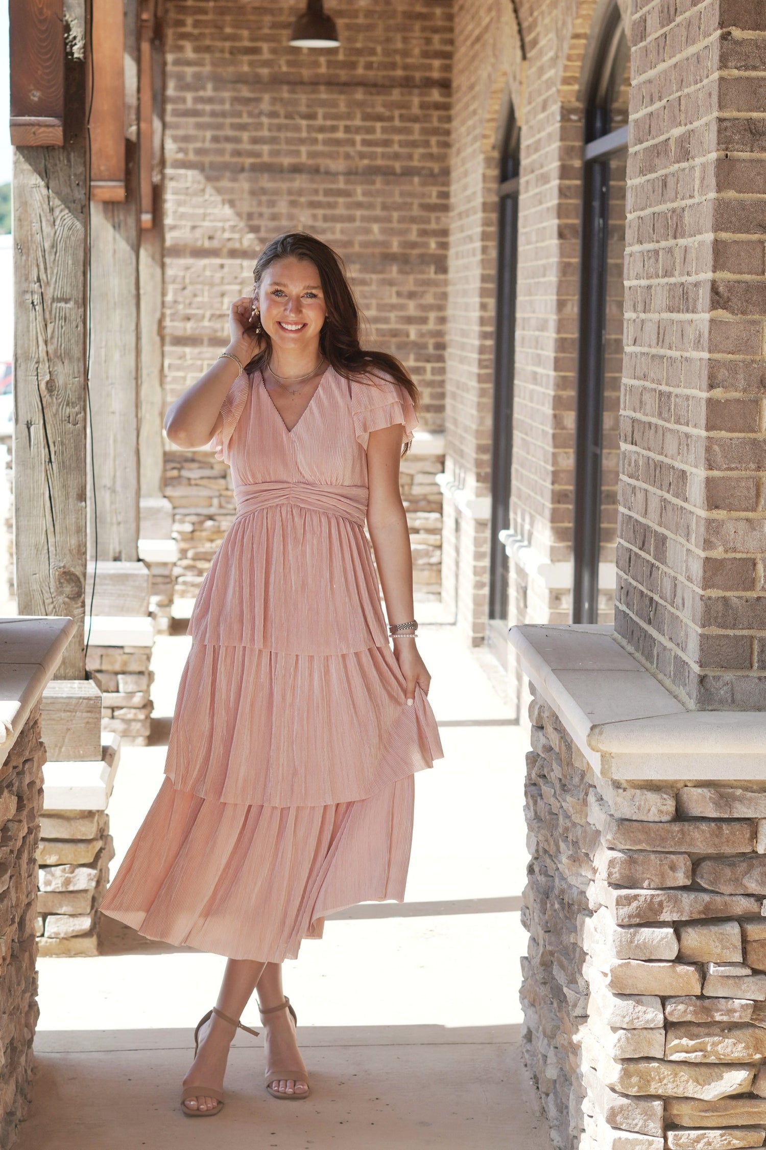 Palma Pleated Tiered Midi Dress Allie and Me Boutique Palma Pleated Tiered Midi Dress Allie and Me Boutique