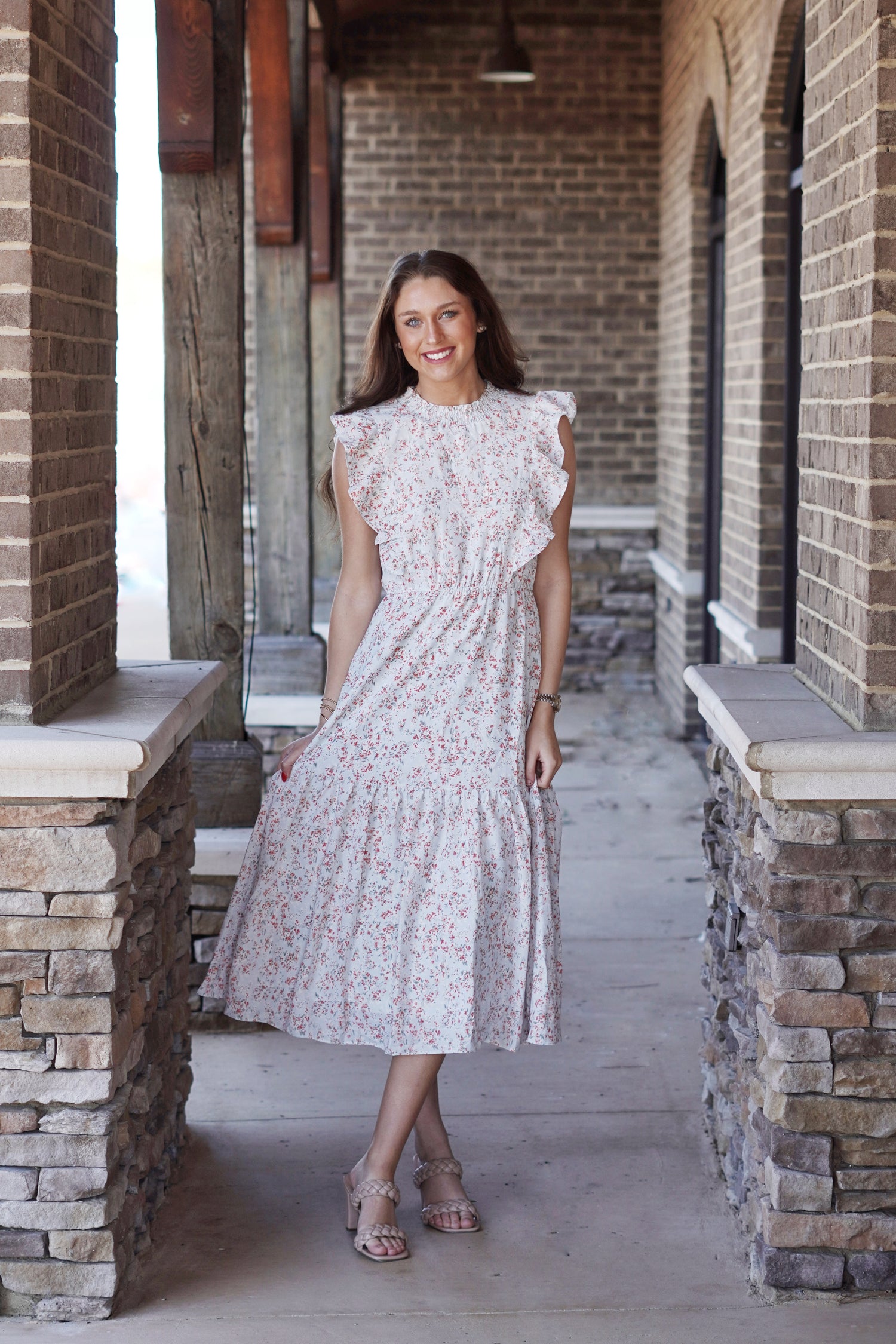 Brae Blue Floral Tiered Ruffle Midi Dress Allie and Me Boutique Brae Blue Floral Tiered Ruffle Midi Dress Allie and Me Boutique