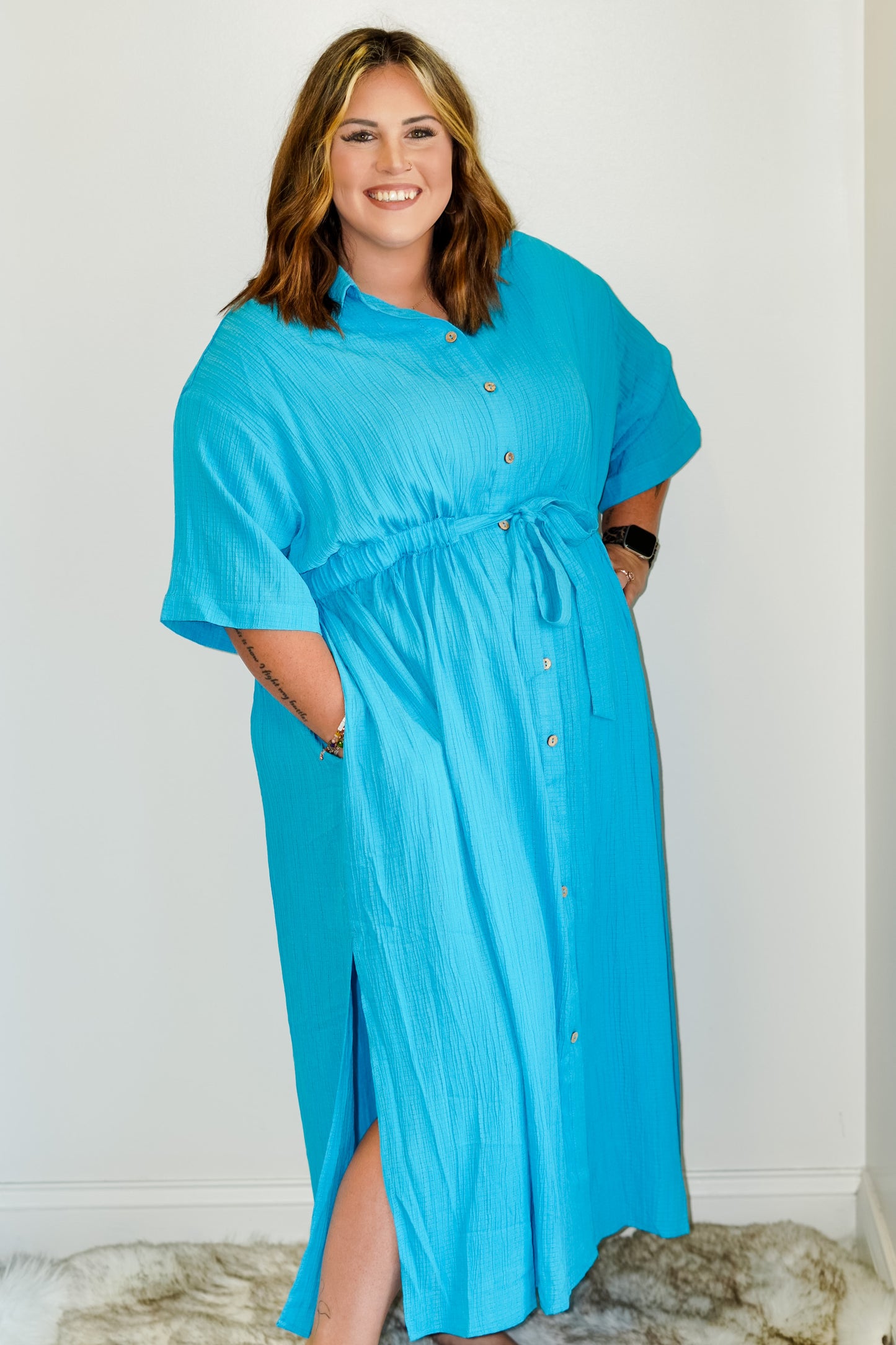 Sasha Short Sleeve Bubble Blue Dress Allie and Me Boutique Sasha Short Sleeve Bubble Blue Dress Allie and Me Boutique