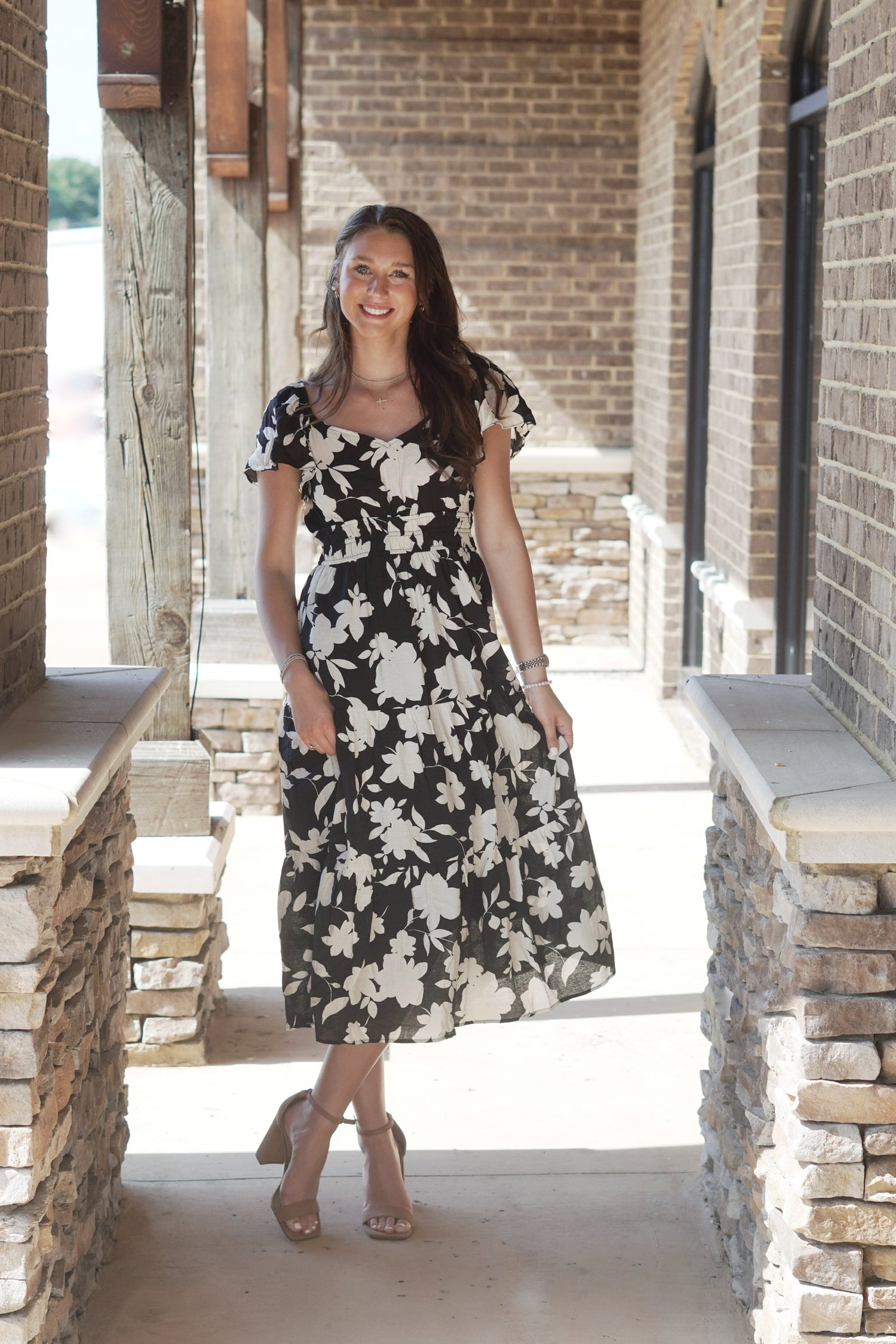 Flounce Sleeve Tiered Midi Dress Allie and Me Boutique Flounce Sleeve Tiered Midi Dress Allie and Me Boutique