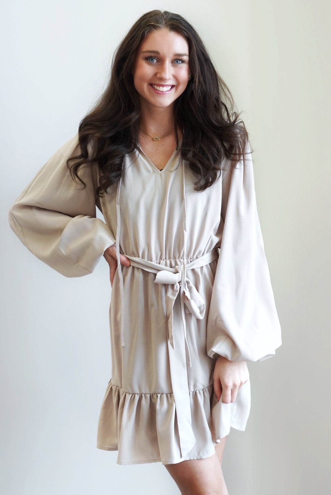 white christmas dresses Willow Waist Tie Ruffled Hem Dress – Allie and Me Boutique