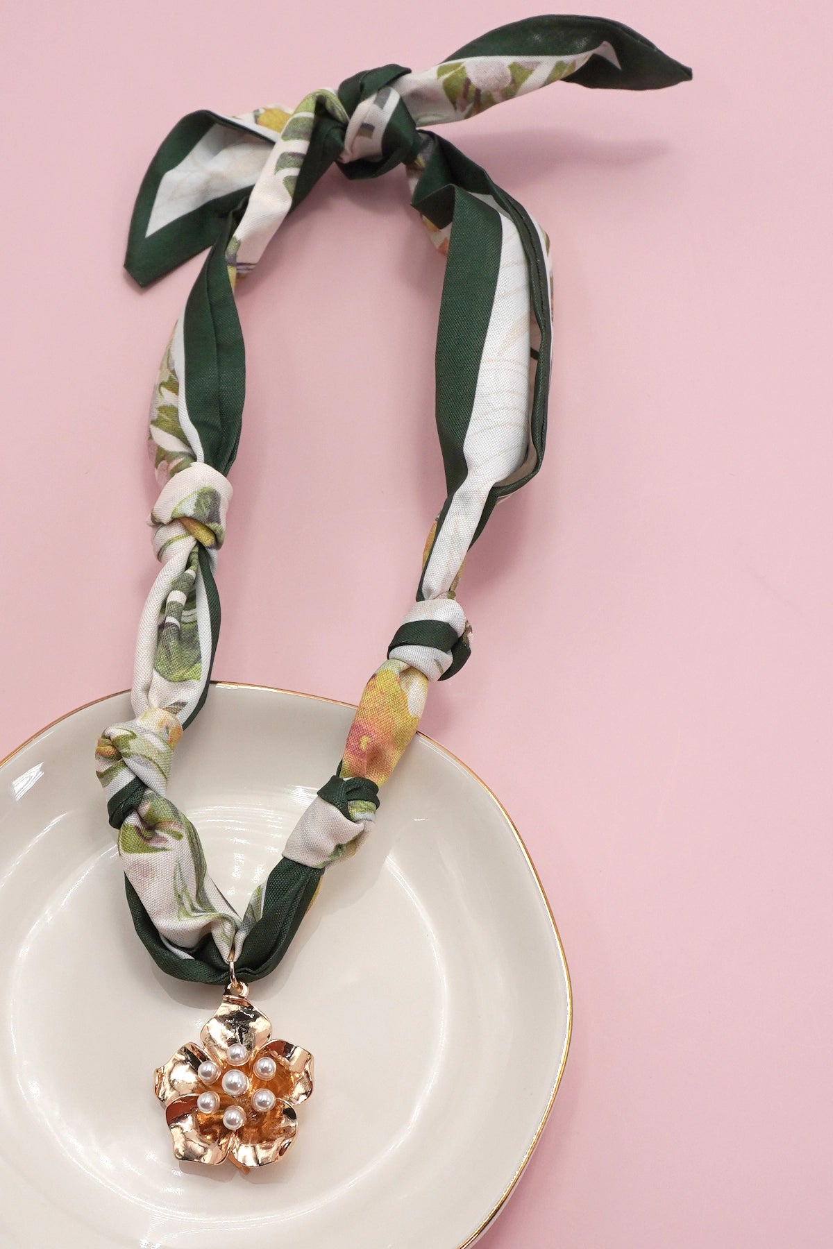 Handmade Scarf Necklace - Heart is a crafted with care, this soft fabric scarf doubles as a stylish necklace, featuring a delicate heart charm that adds a sweet, personal touch. Lightweight and versatile, it is perfect for layering.
