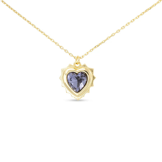 Gold Necklace with Gold Heart Pendant filled with Birthstone colored Pendant