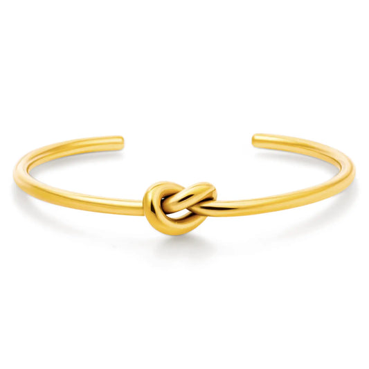 gold cuff bracelet with knot detail