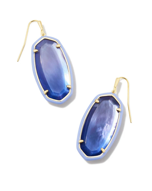 The Elle Gold Enamel Framed Drop Earrings in Dark Lavender Ombre Illusion are inlaid with an ombre stone and framed by a pop of colorful enamel, creating a fun take on our best-selling icon. Perfect for both every day and special occasions, these one-of-a-kind earrings are your new go-to.  Metal  14K Gold Over Brass   Material  Dark Lavender Ombre Illusion   Closure  Earwire   Size  1.49" L X 0.73" W