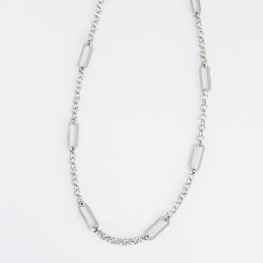 Roll link chain necklace silver
