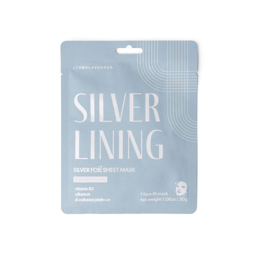 Silver Lining sheet mask packaging on display 