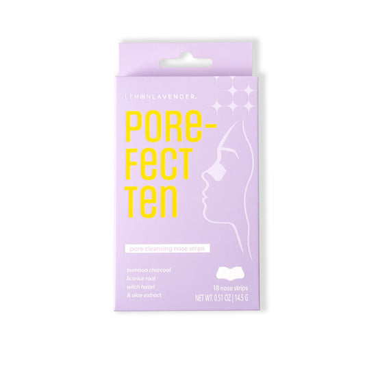Purple packaging of the pore cleansing nose strips on display. 