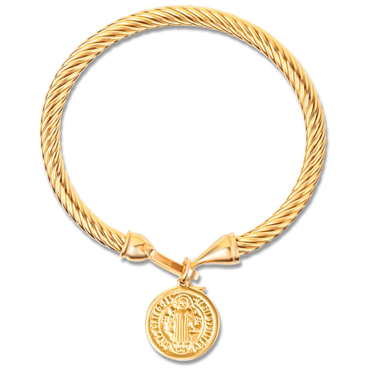 thick snake chain bracelet with coin pendant