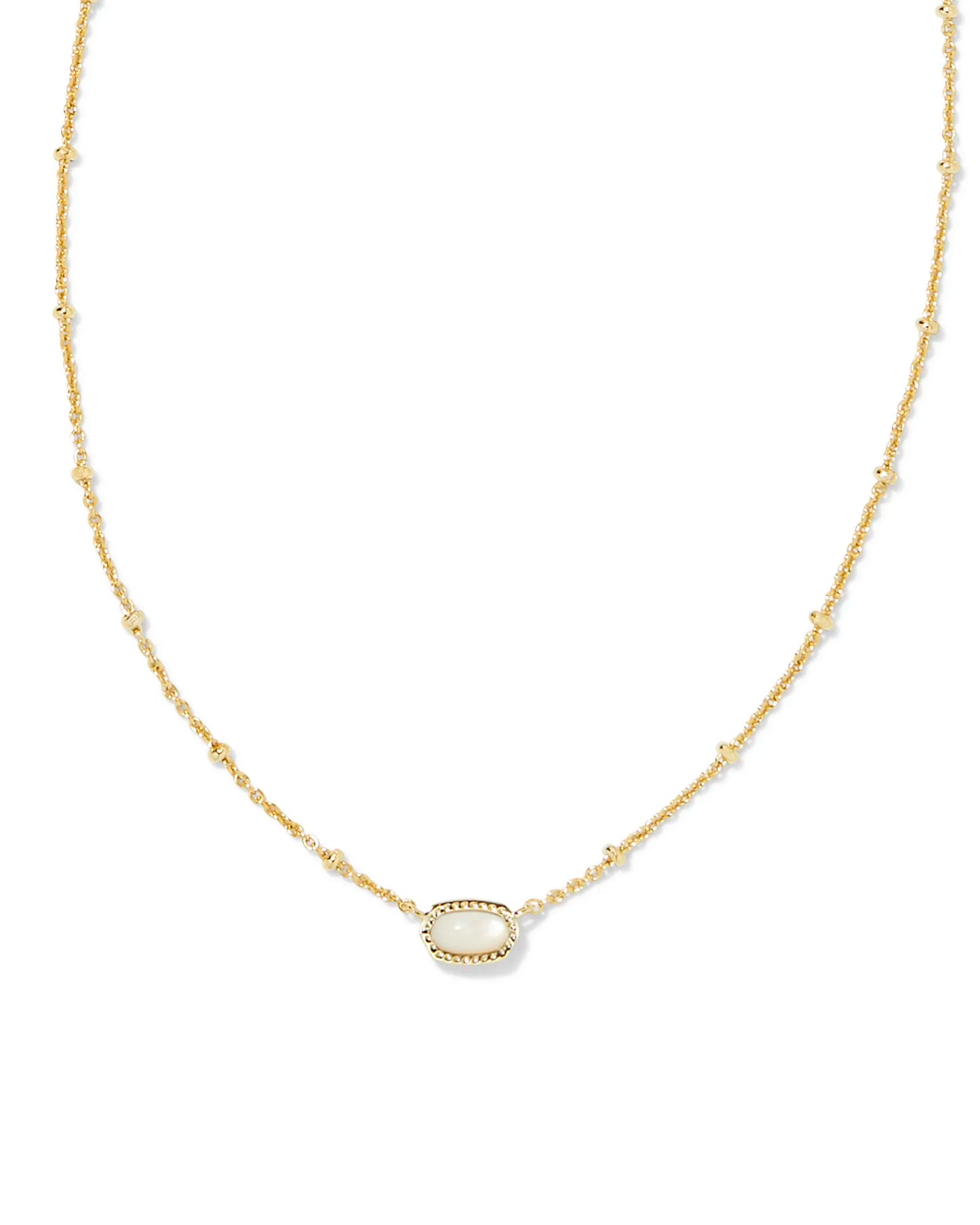 gold necklace with mini ivory mother of pearl stone