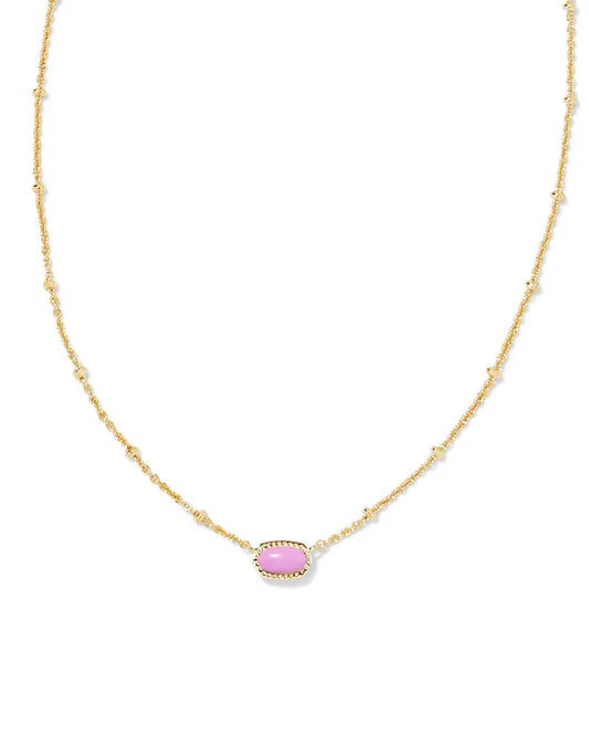 Gold necklace with mini pink stone 
