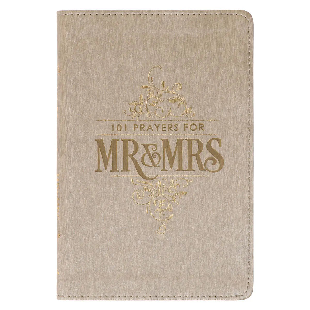  Gold-foiled filigree title design, Gold-toned faux leather cover, Gold-foiled title, Mr. & Mrs. Collection, Couple's prayer book, Flexcover, 101 prayers, 208 gilt-edged pages, Two-color interior, Satin ribbon marker, 