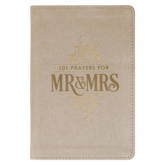  Gold-foiled filigree title design, Gold-toned faux leather cover, Gold-foiled title, Mr. & Mrs. Collection, Couple's prayer book, Flexcover, 101 prayers, 208 gilt-edged pages, Two-color interior, Satin ribbon marker, 