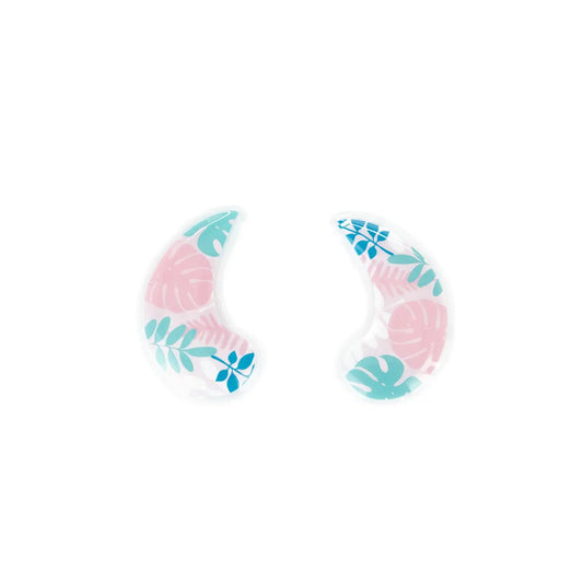 blue, pink, and turquoise palm leaves printed gel eye pads