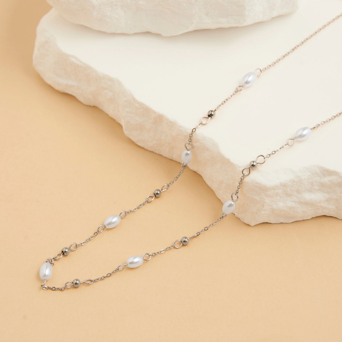 Narelle Waterproof Necklace 18" Pearl & Bead Station