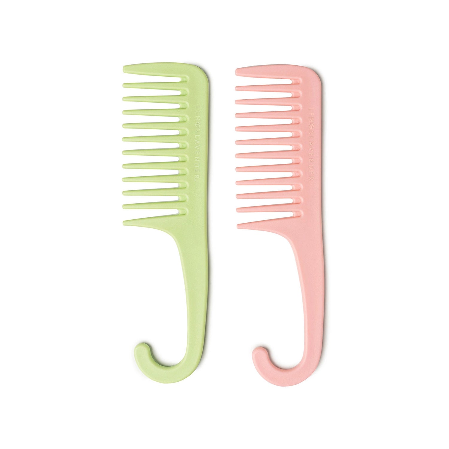 pink and green wide tooth combs