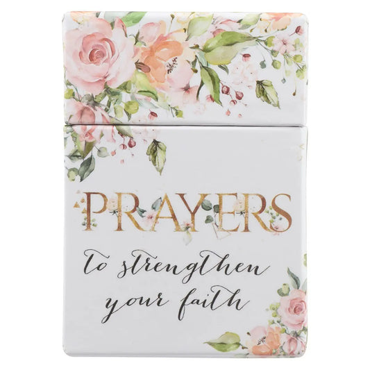  Soft blush pink palette floral design, Title printed in gold and black, Full-color printed cards and box, 51 double-sided cards, Scripture-based prayer on front, Lined space on back, Shrink-wrapped, Sturdy box with lid, Card 
