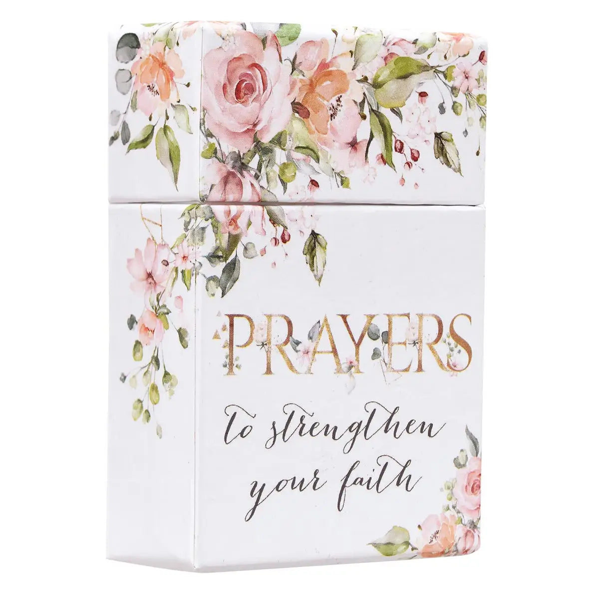  Soft blush pink palette floral design, Title printed in gold and black, Full-color printed cards and box, 51 double-sided cards, Scripture-based prayer on front, Lined space on back, Shrink-wrapped, Sturdy box with lid, Card 