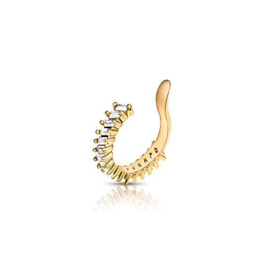 gold ear cuff with baguette cubic zirconia studs 