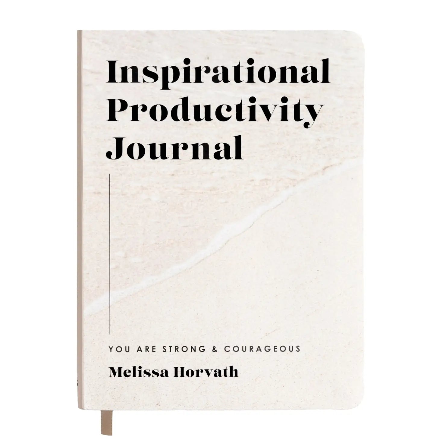 beige journal labeled "inspirational productivity journal"