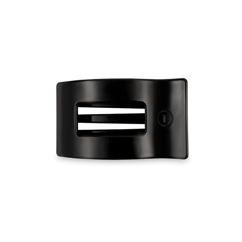 Jet Black Small Flat Rectangle Hair Clip