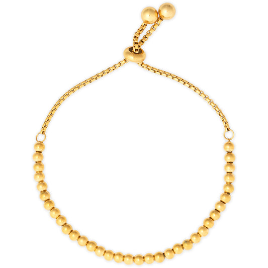 adjustable gold beaded chain bracelet
