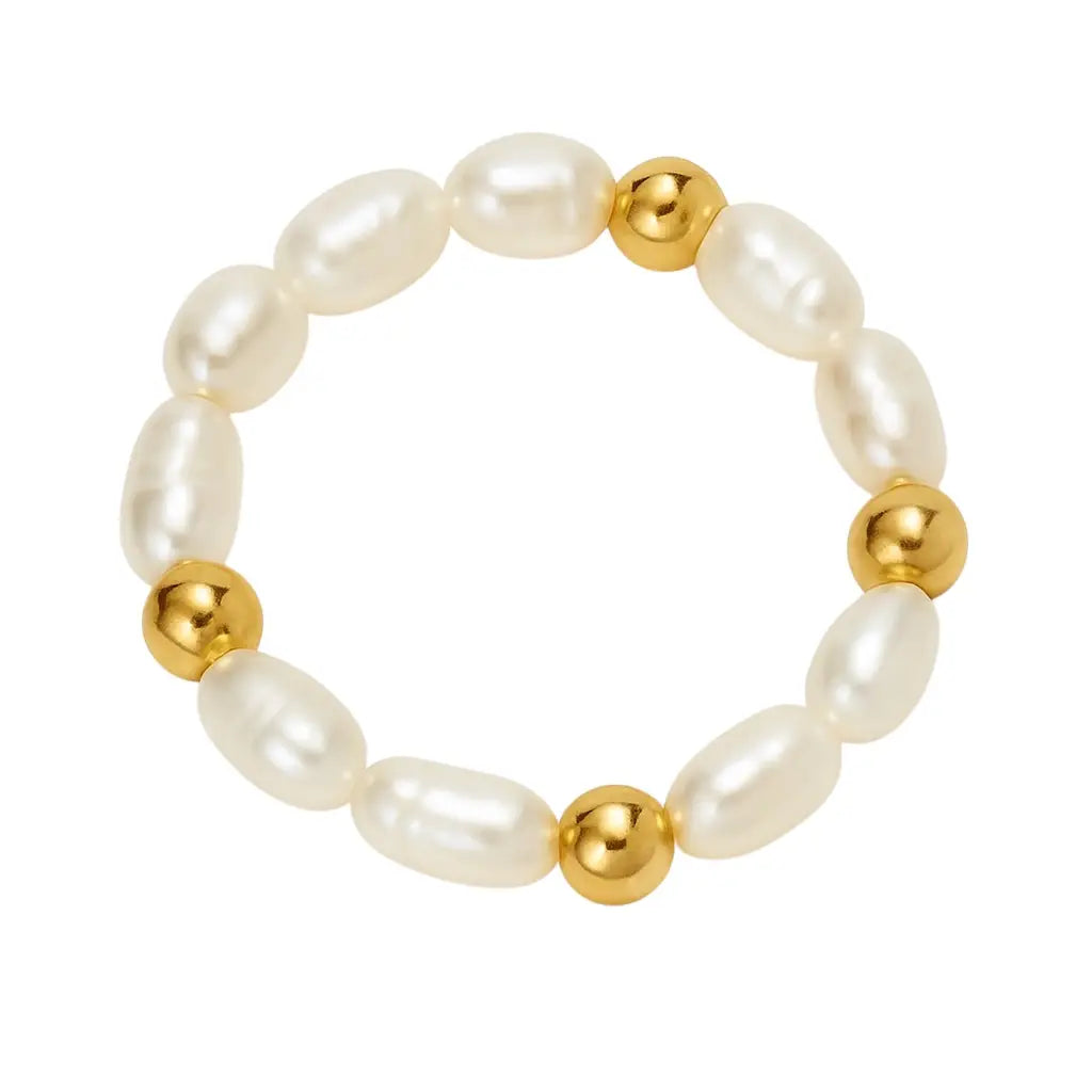 Sara Beaded Stretchy Ring with Pearls