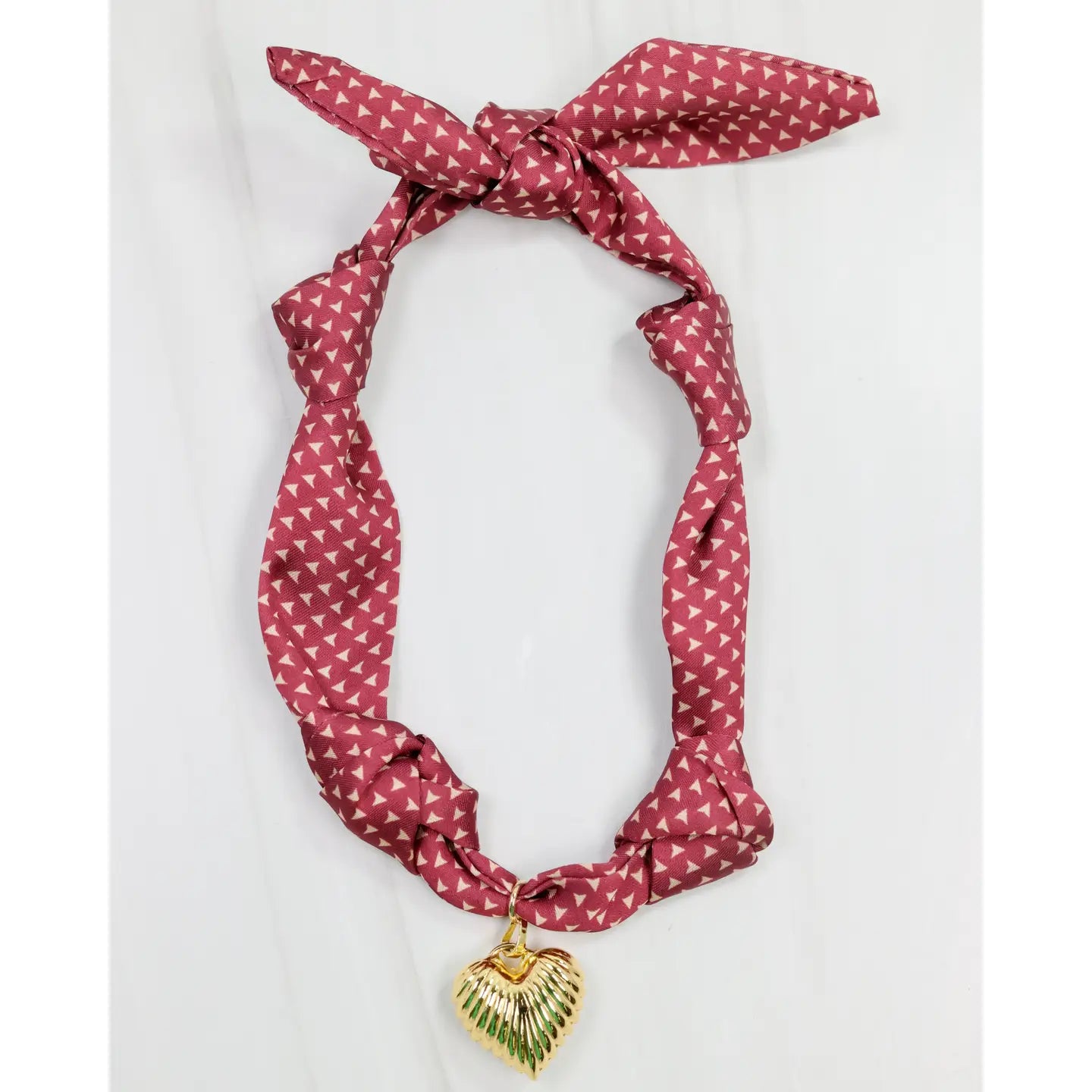 Scarf Heart Charm Necklace with unique pattern, adjustable