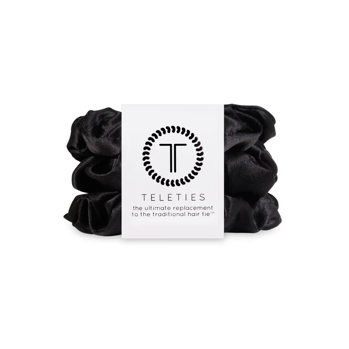 Teleties Silk Scrunchies Pack of 3 100% Pure Silk Color: Black