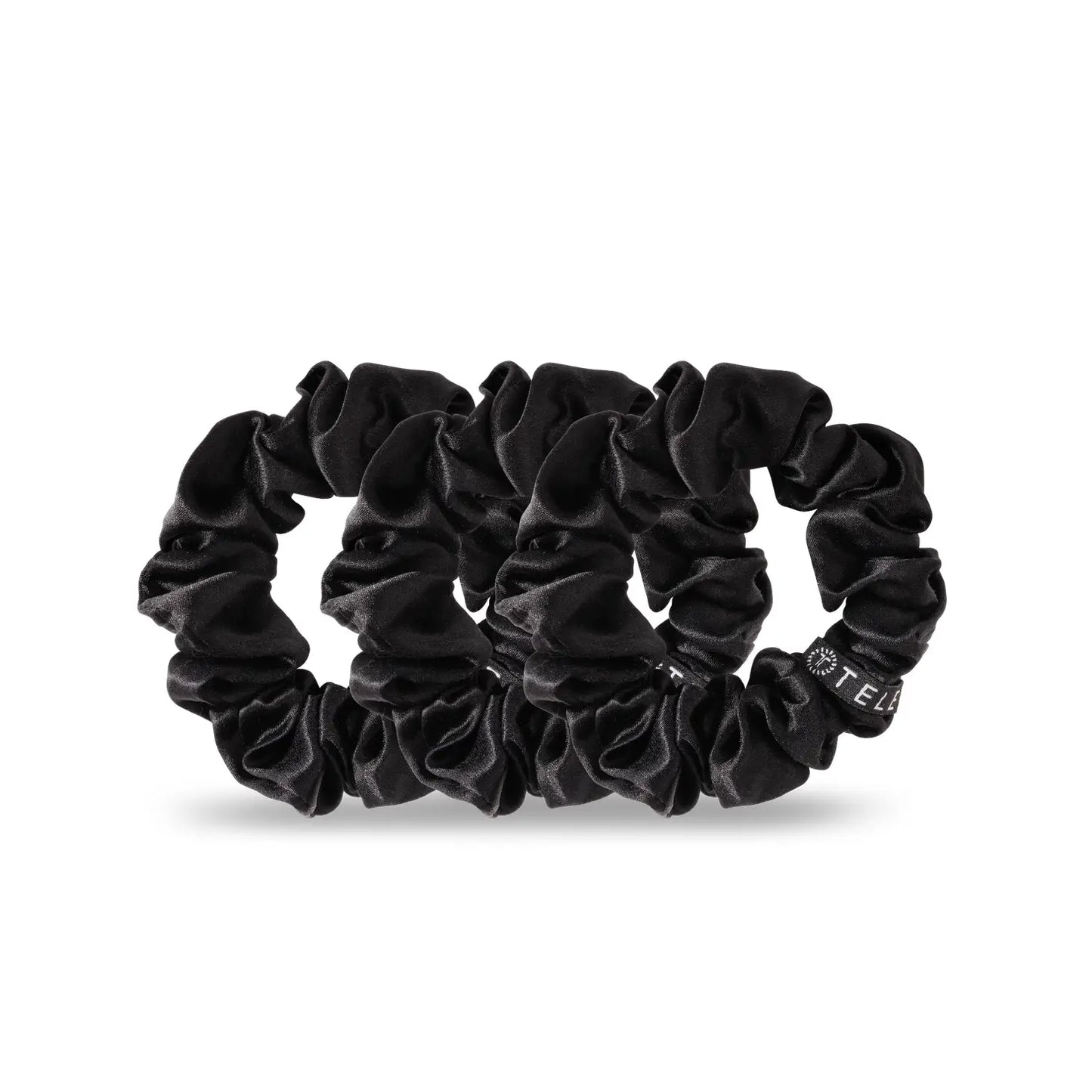 Teleties Silk Scrunchies Pack of 3 100% Pure Silk Color: Black