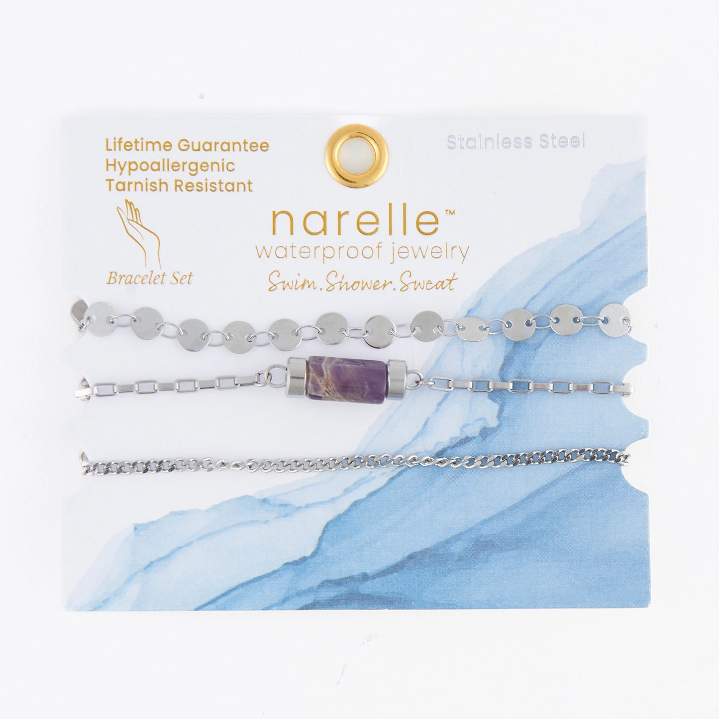 Narelle Waterproof Bracelet Amethyst 3-Piece Set
