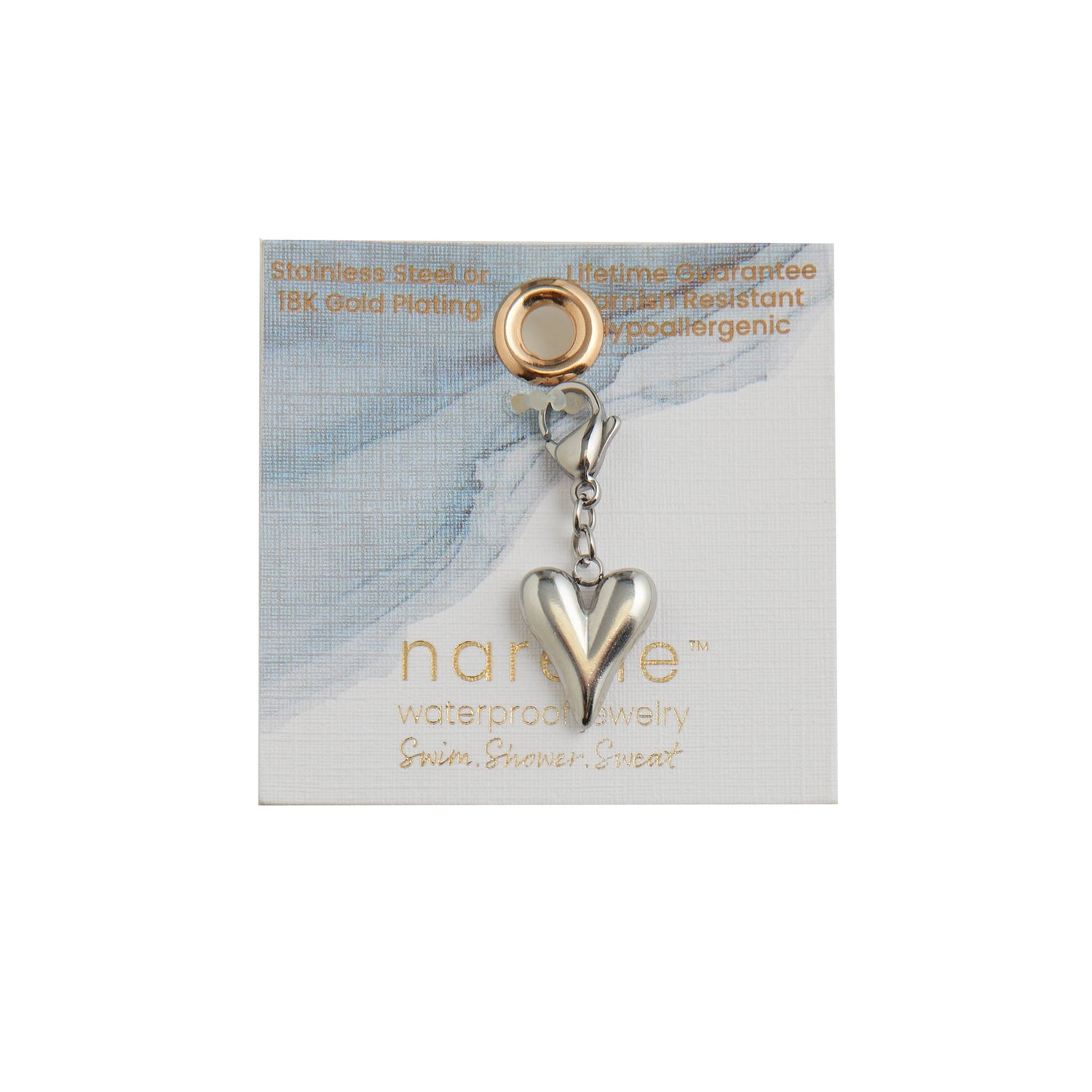 Heart sliver charm  with a lobster clasp