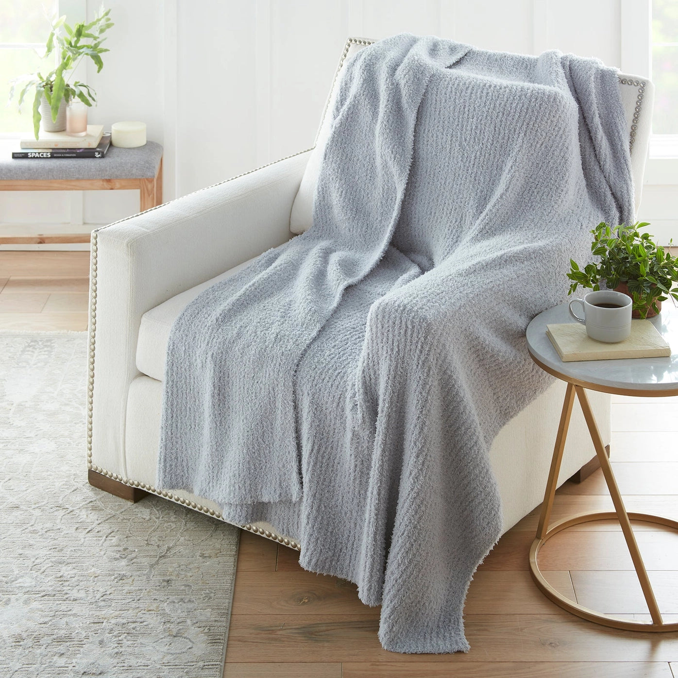 Grey Premier Ribbed Cozy Knit Throw.  This extremely cozy throw is made with plush, ultra-soft fabric and offers an outstanding hand-feel making it an irresistible must-have accent in your home. 