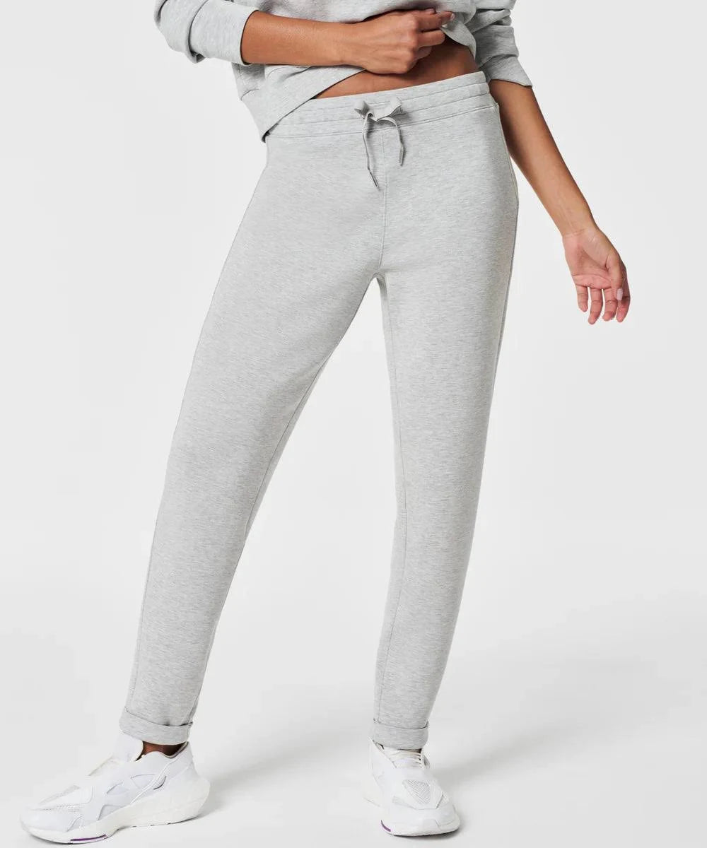 Light Grey Spanx Tapered Joggers with Tie Drawstring Waisr
