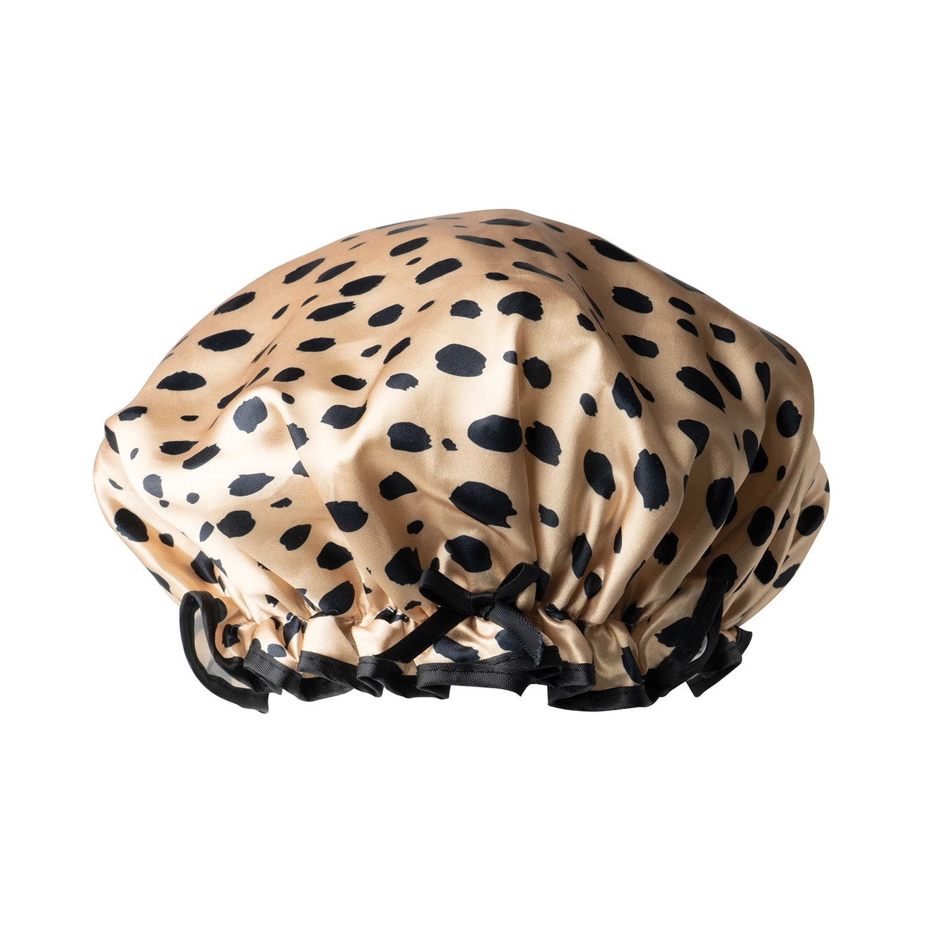 tan and black cheetah printed shower cap