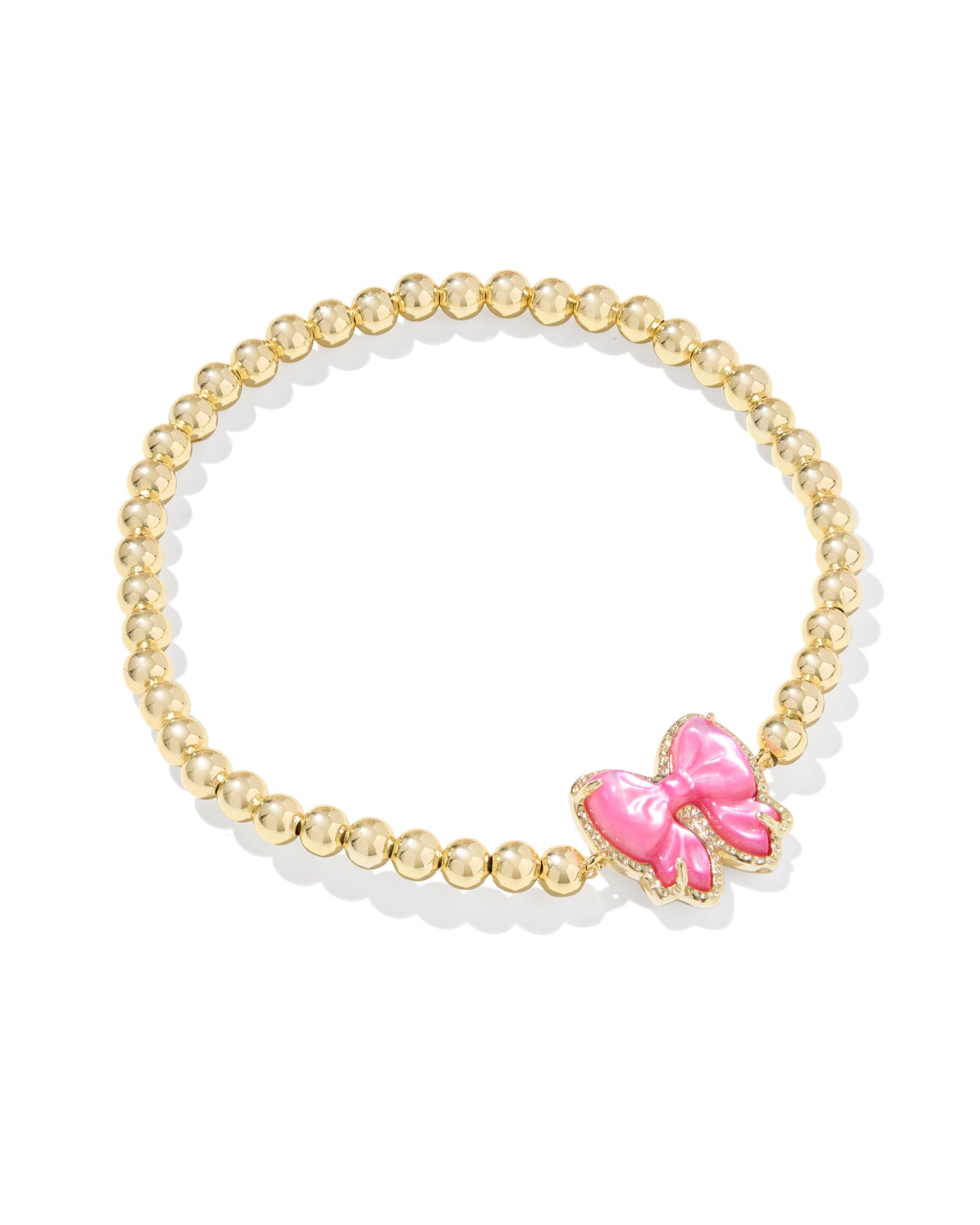 Gold hot pink bow stretch bracelet