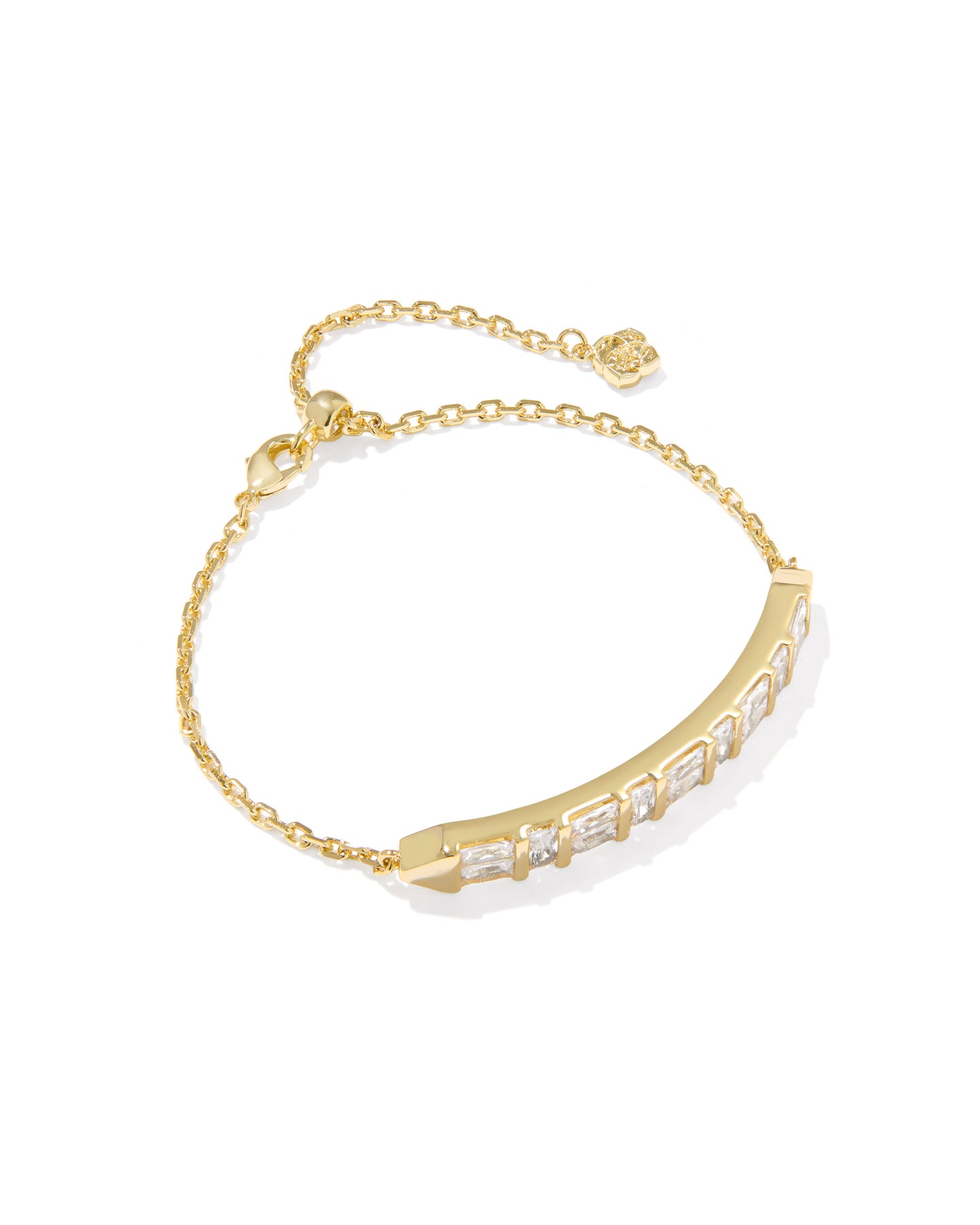  Jamie Gold Delicate Chain Bracelet! Featuring bezel-set baguette crystal detailing and high-shine metal, 