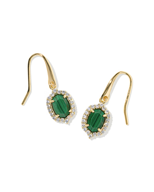 Kendra Scott Green Malachite Daphne Crystal Frame Drop Earrings