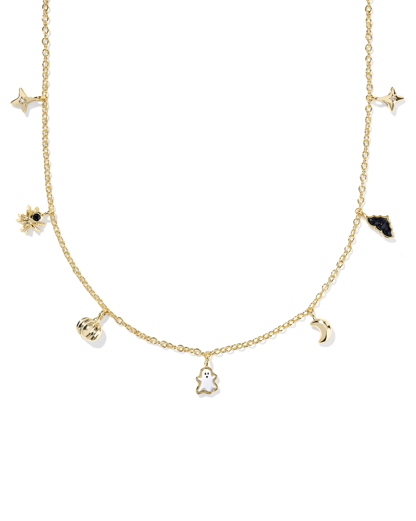Halloween Gold Strand Necklace with halloween themed charms  